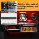 Trucktok 2Pcs Stainless Steel American Flag License Plate Frame Patriotic USA Flag Car Tag Holder TruckTok