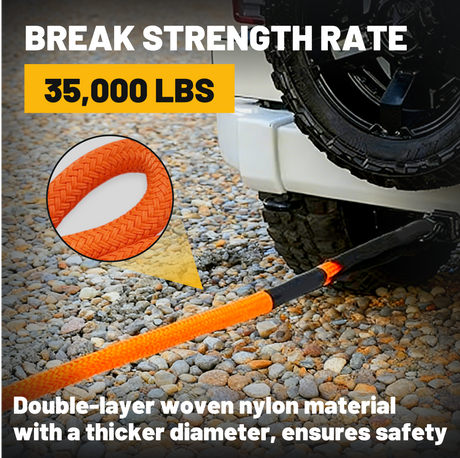 Trucktok 1" x 30ft Kinetic Recovery Rope 35,000 lbs for Off-Road Truck TruckTok