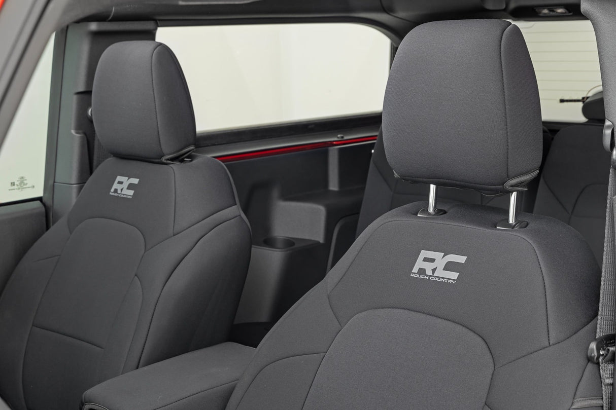 Rough Country Neoprene Seat Covers Front & Rear 2-Door Ford Bronco 4WD 2021-2026 91050