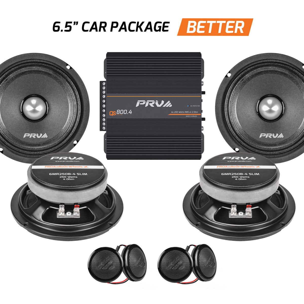 PRV Audio 6.5in PRO Audio Speaker and Amplifier Bundle