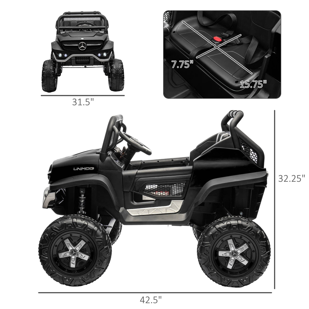 Mercedes-Benz Unimog 12V Kids Ride on Truck with Remote Control - Officially Licensed