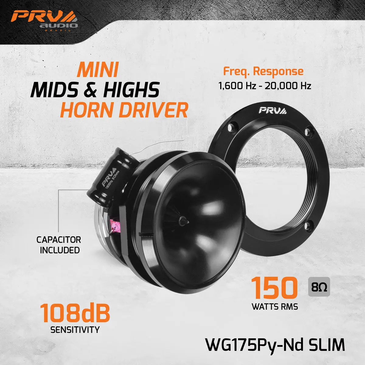 PRV Audio WG175Py-Nd SLIM Mini Mids & Highs Horn Driver