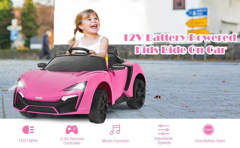 2-Door 12V RC Electric Ride-On Car for Kids with Music and Lights