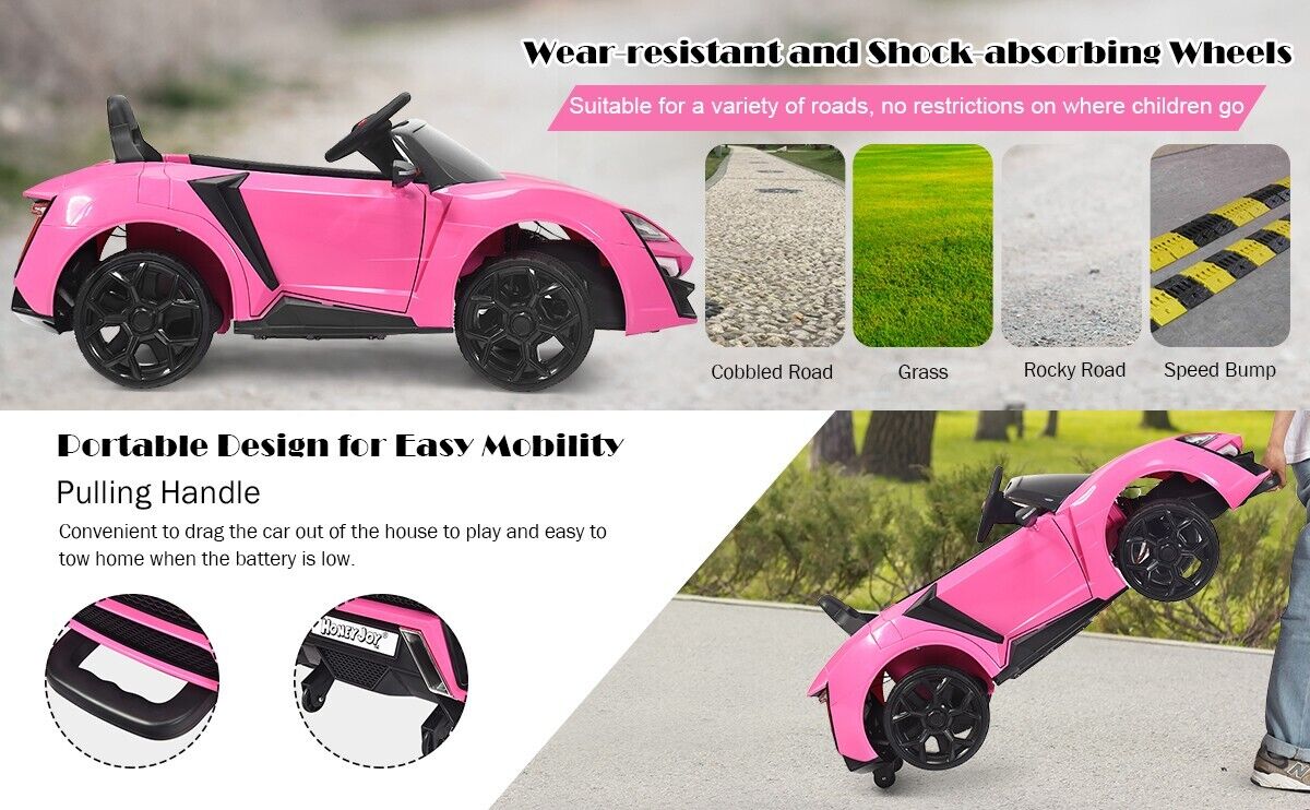 2-Door 12V RC Electric Ride-On Car for Kids with Music and Lights