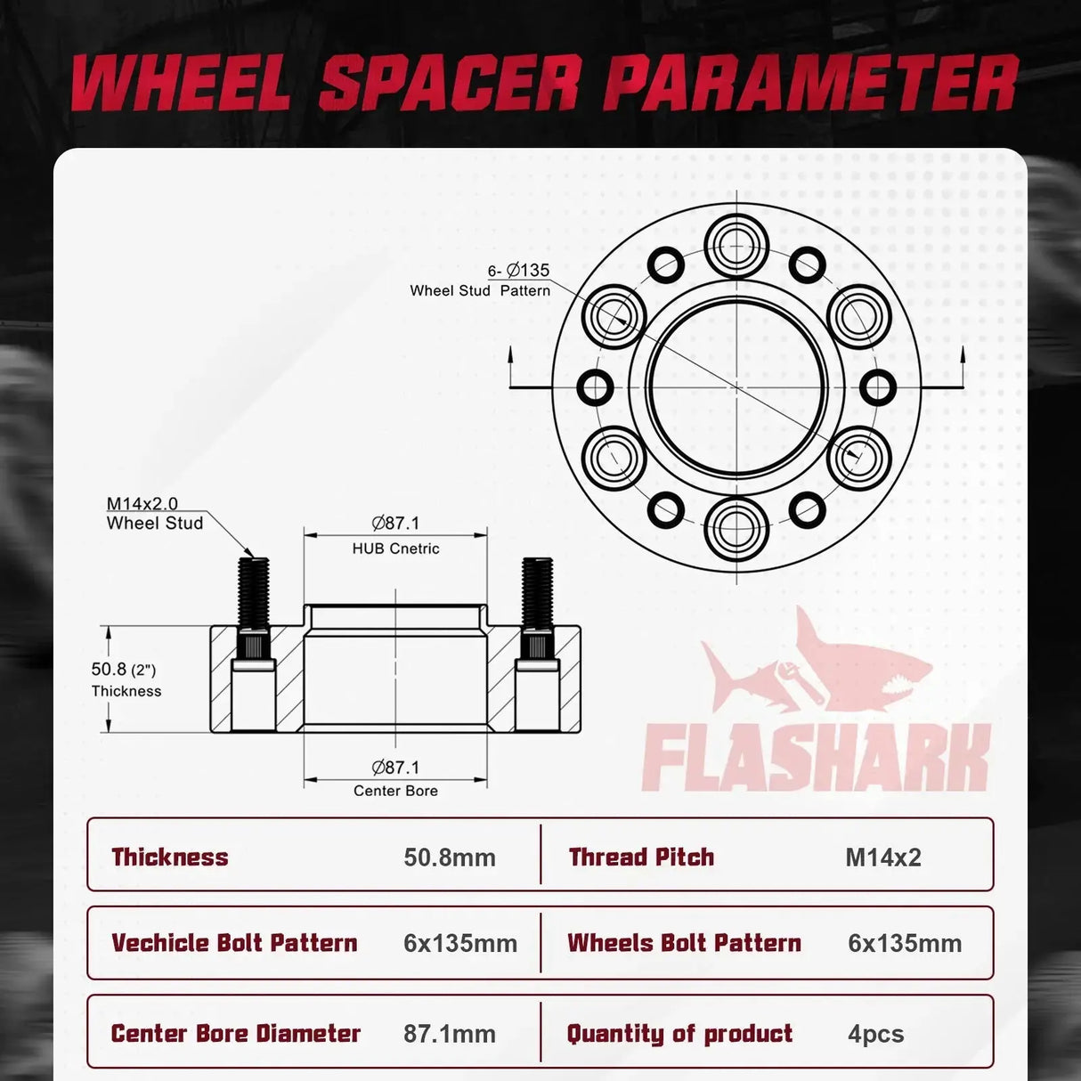 2 inch 2003-2014 Ford F150 / Lincoln Navigator 6x135mm Wheel Spacers 4PCS