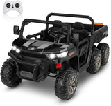 2-Seat 24V Electric Dump Truck Ride-On Toy with 6 Wheels - Black