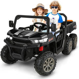2-Seat 24V Electric Dump Truck Ride-On Toy with 6 Wheels - Black