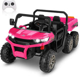 2-Seat Pink Dump Truck Ride-On Toy with 24V Battery Power and 6 Wheels for Kids