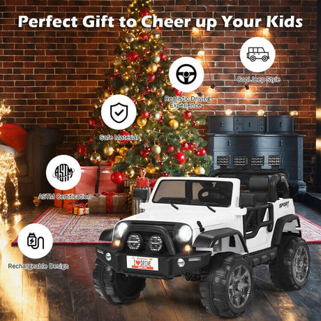 2-Seat Pink Ride on Car with Remote Control, LED Lights, and Music for Toddlers