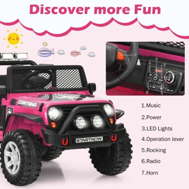 2-Seater 12V Electric Ride-On Truck for Kids with Remote Control