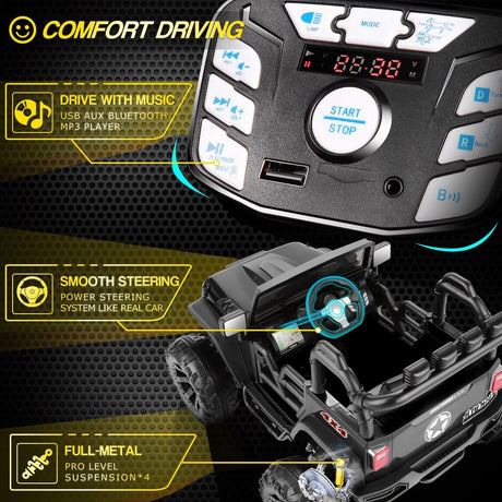 2-Seater 24V/12V Electric Ride-On Truck for Kids with Bluetooth and 2x200W Motors - 77 New Features!