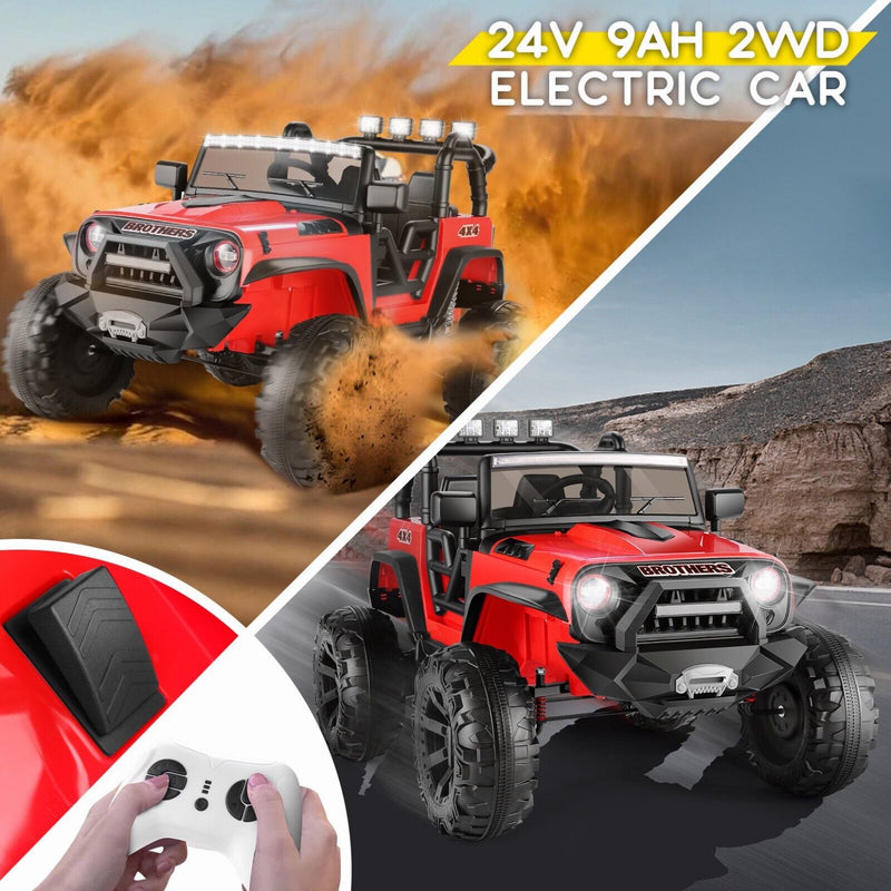 2-Seater 24V/12V Electric Ride-On Truck for Kids with Bluetooth and 2x200W Motors - 77 New Features!