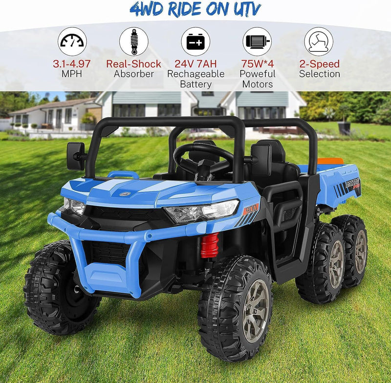 2-Seater Electric Ride-On Truck with Remote Control and Dump Bed - 24V Kids' Vehicle