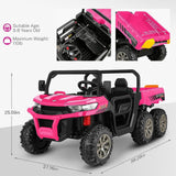 400W 2-Seater 4WD Ride-On Car for Kids with Dump Bed, RC Control, MP3 Player, and LED Lights - 3 Speed Options