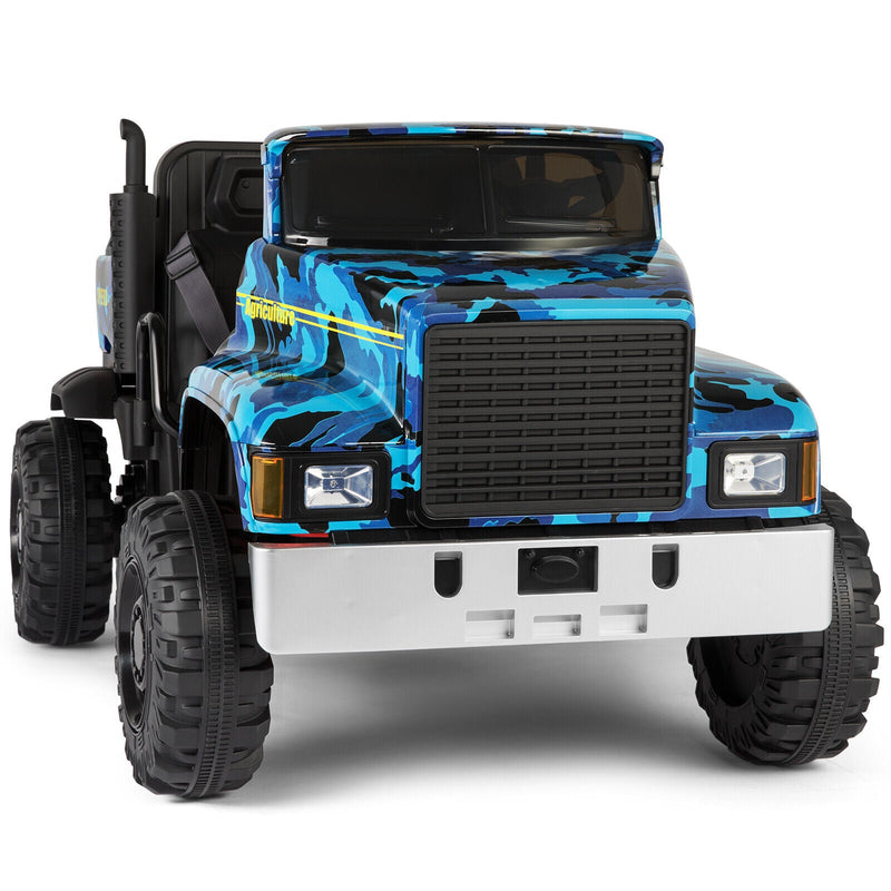 2-Seater 24V Battery Powered Kids Ride-On Truck with Camo Design and 3-Speed RC Control