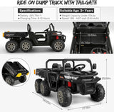 2 Seater 24V Electric Ride-On Car with 4WD, Tractor Trailer, and Dump Feature