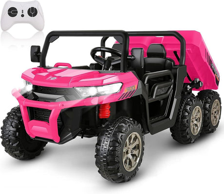 2 Seater 24V Electric Ride-On Car with 4WD, Tractor Trailer, and Dump Feature