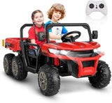 2 Seater 24V Electric Ride-On Car with Dump Bed and 4WD Tractor Trailer