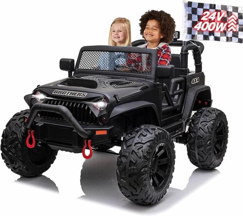 2-Seater 24V Electric Ride-On Jeep with RC, MP3, and LED Lights - 400W Power for Kids