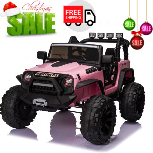 2-Seater 24V Electric Ride-On Toy Truck with Bluetooth for Kids - Pink