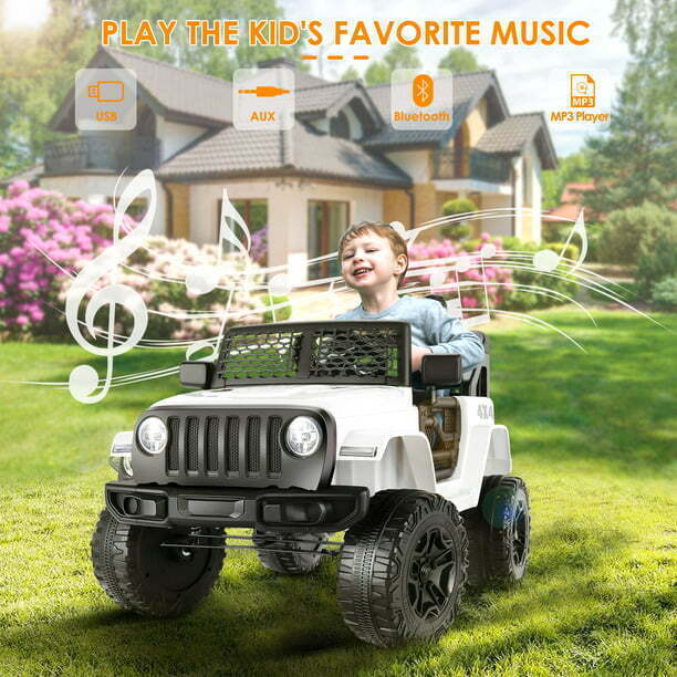 400W 2-Seater Electric Ride-On Truck with LED Lights and MP3 Player for Kids - 24V/12V Jeep Car