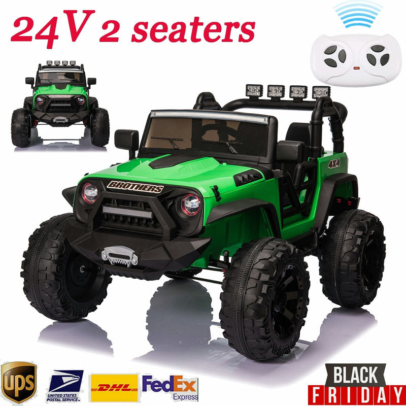 Electric 24V Kids Ride on Truck Car Jeep with MP3 Player, LED Lights, and Remote Control - 2 Seats