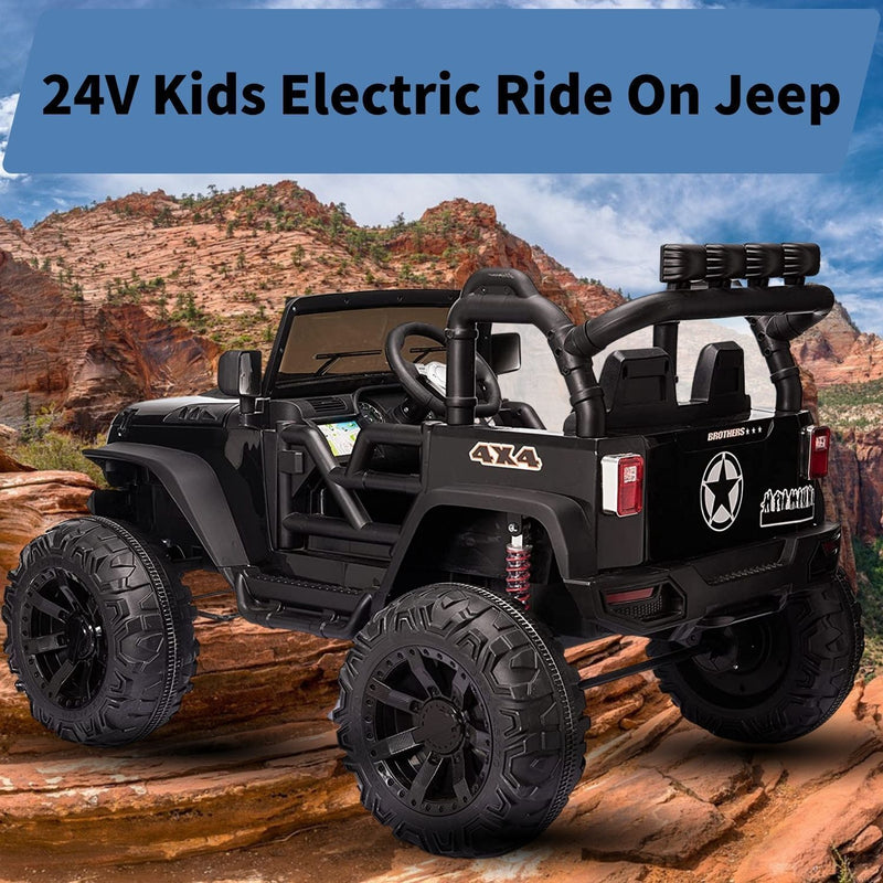 2-Seater 24V Electric Ride-On Truck with LED Lights, MP3 Player, and 3 Speed RC Control