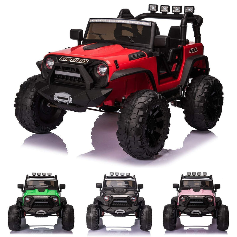 2-Seater 24V Electric Ride-On Truck with LED Lights, MP3 Player, and 3 Speed RC Control