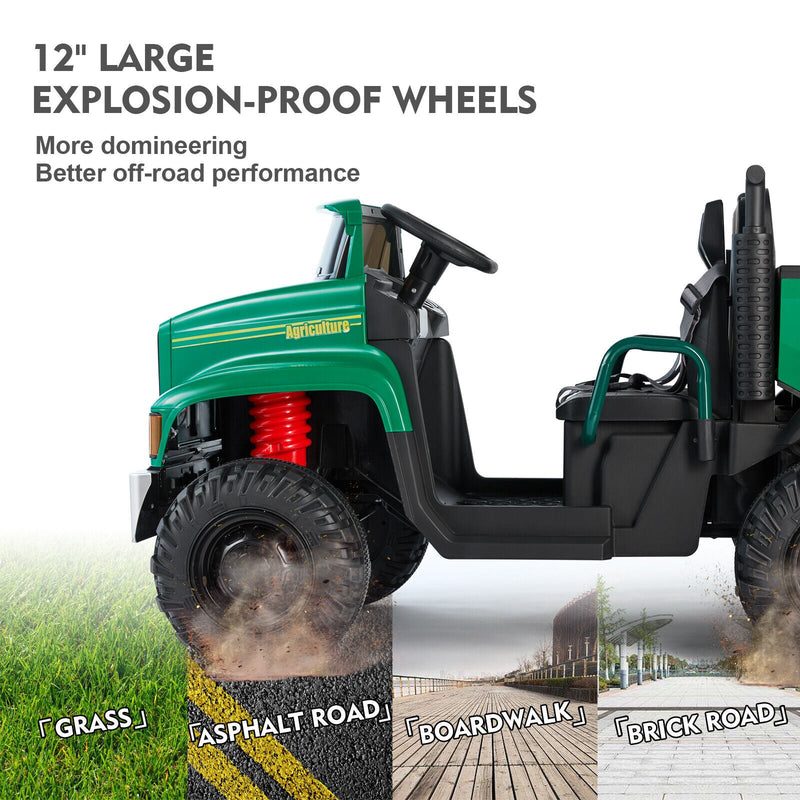 24V Electric Ride-On Truck with Trailer and RC Control - 3 Speeds for Double the Fun!