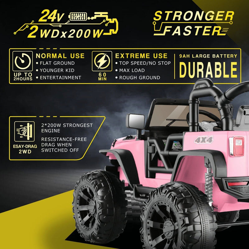 2-Seater Electric Truck Toy for Kids with Remote Control - 400W 24V 9AH