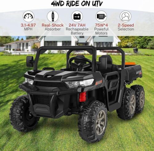 2-Seater 4WD UTV Ride-On Car for Kids with Remote Control, LED Lights, and MP3 Player - 24V 300W