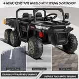 2-Seater Electric Dump Truck Toy with 24V Battery Power and 6 Wheels in Black