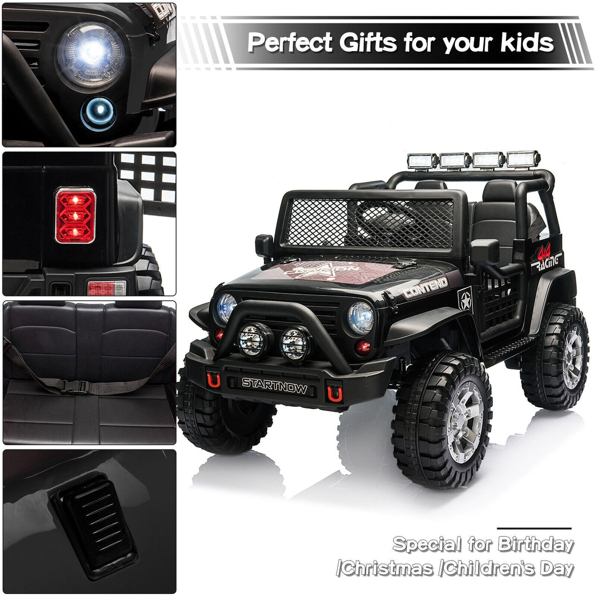 2-Seater Electric Jeep Car Toy with Remote Control for Kids - 12V Ride-On Vehicle
