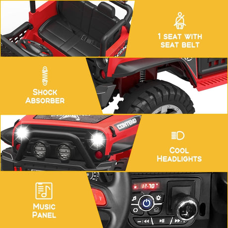 2-Seater Electric Kids Ride-On Car with LED Lights and MP3 Player - Perfect Xmas Gift!