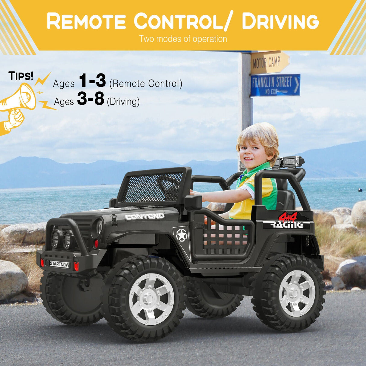 2-Seater Electric Kids Ride-On Car with LED Lights and MP3 Player - Perfect Xmas Gift!