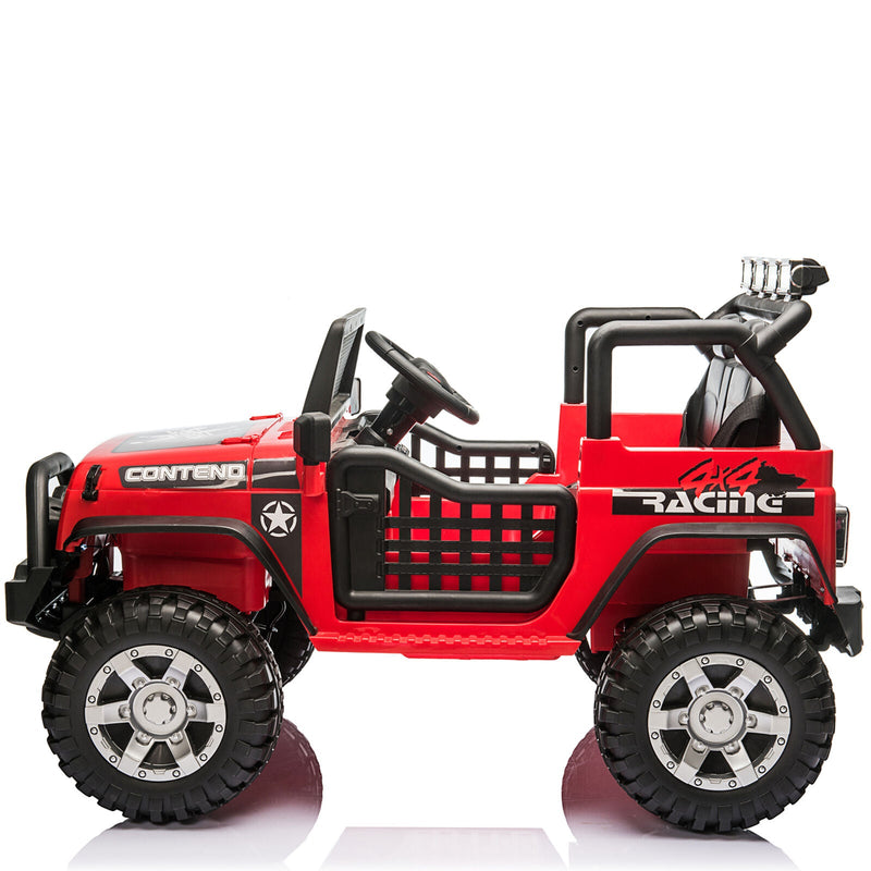 2-Seater Electric Ride-On Car for Kids with RC Control, MP3 Player, and Realistic Jeep Design