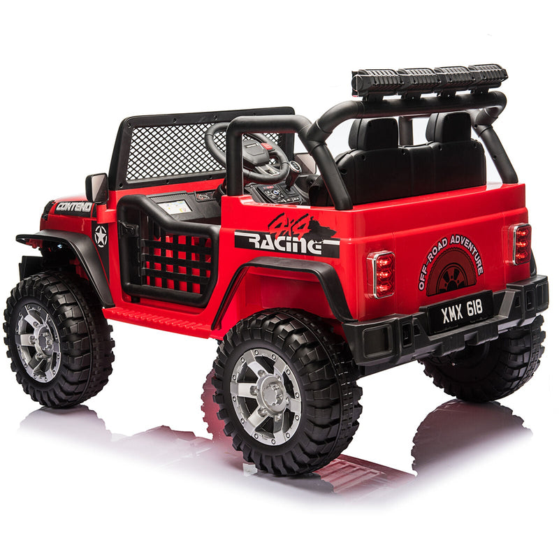 2-Seater Electric Ride-On Car for Kids with RC Control, MP3 Player, and Realistic Jeep Design