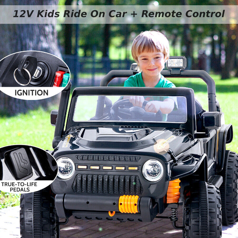 2-Seater Electric Ride-On Car for Kids with Remote Control and Music - 12V Battery Powered