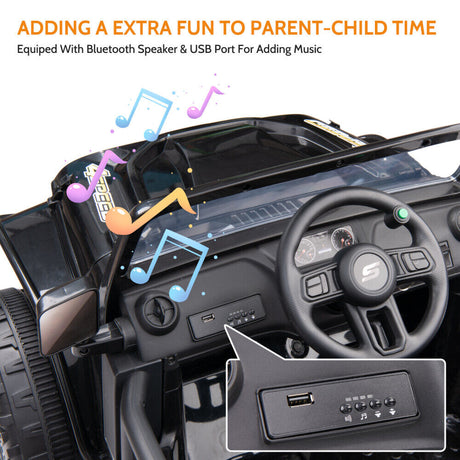 2-Seater Electric Ride-On Car for Kids with Remote Control and Music - 12V Battery Powered