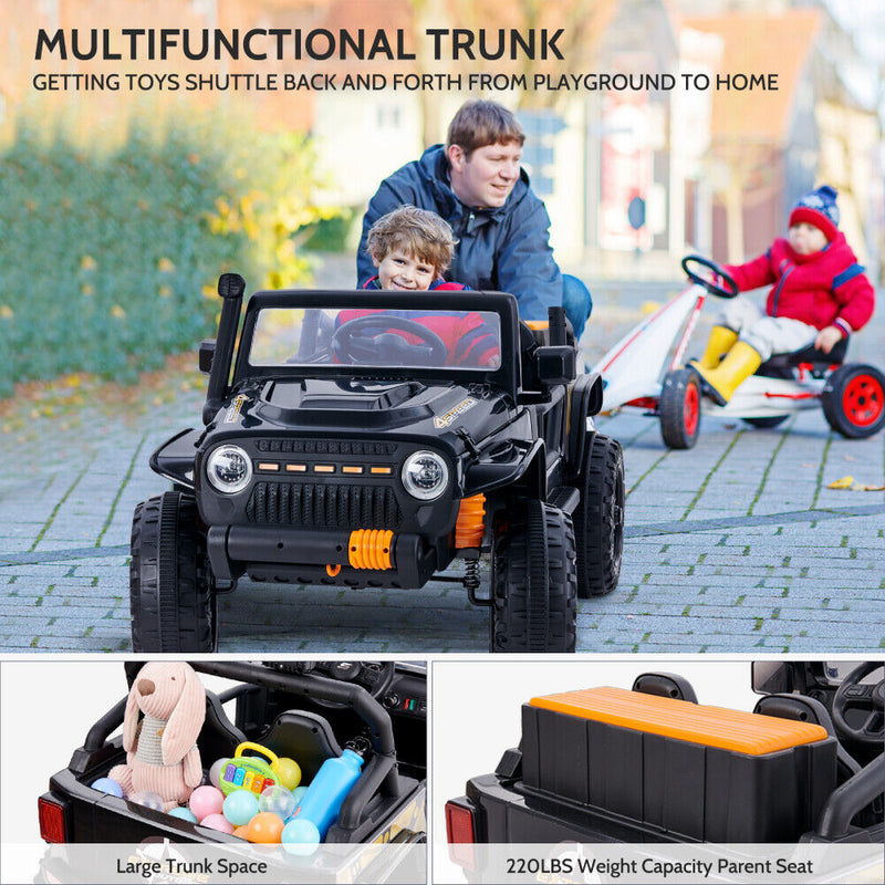 Electric 2-Seater Kids Ride-On Jeep with MP3, LED Lights, and Remote Control - 12V
