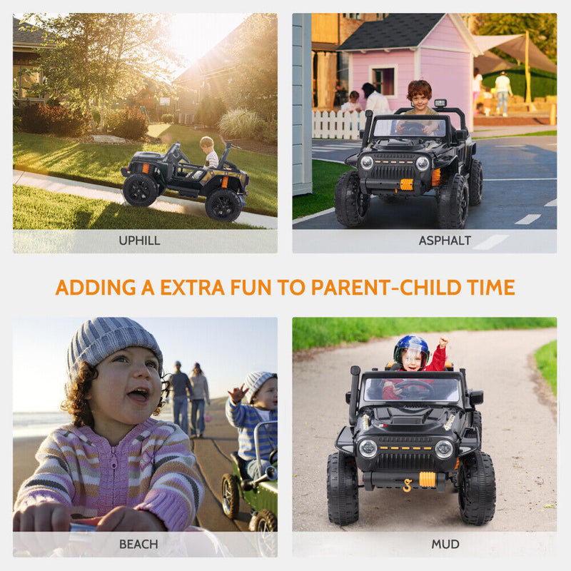 Electric Ride-On Car for Kids with Remote Control, Music, and Lights - 2 Seats, 4 Wheels