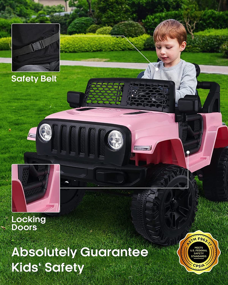 12V Kids Ride On Car with LED Lights, Music, and Remote Control - Perfect Gift for Little Drivers!