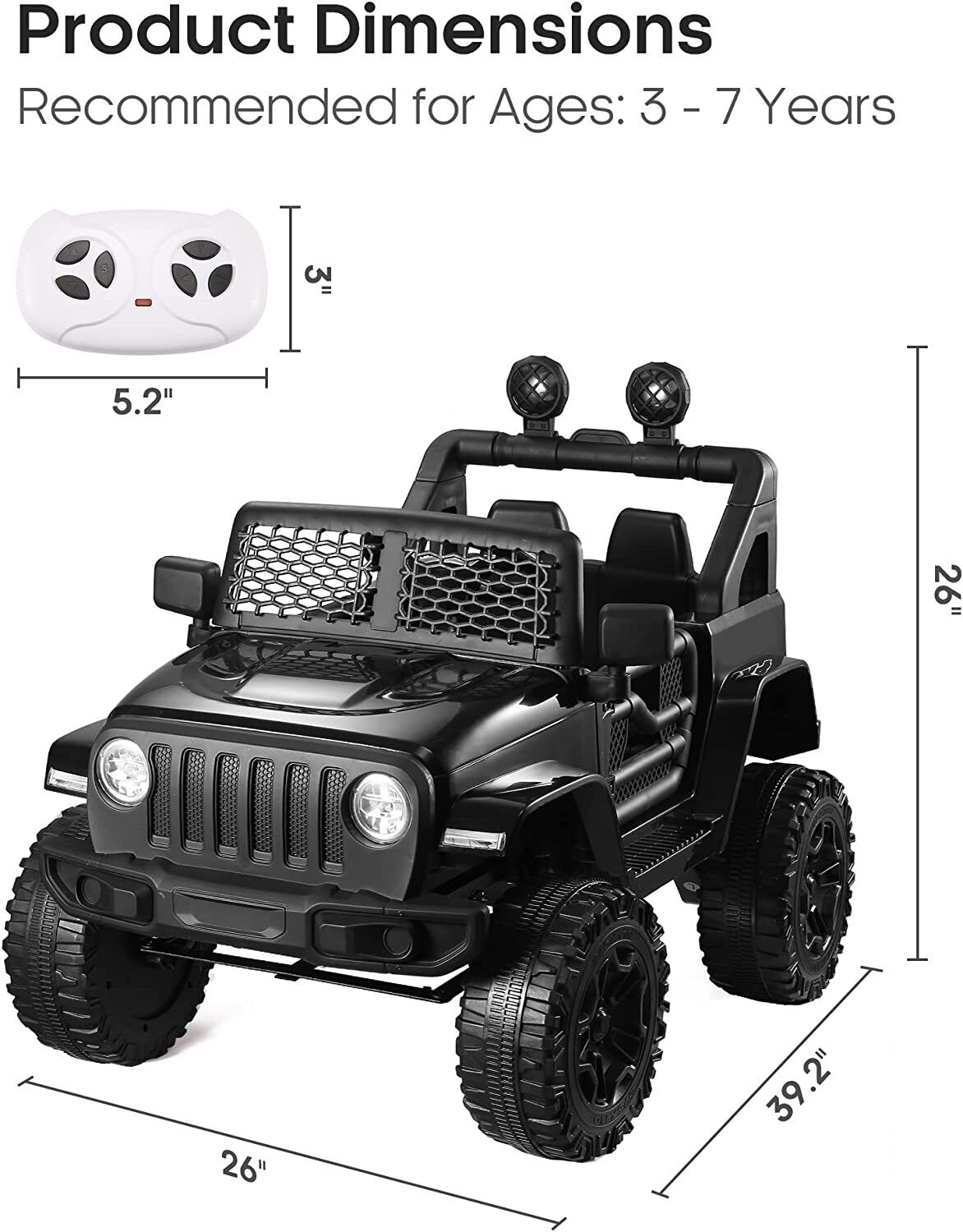 12V Kids Ride On Car with LED Lights, Music, and Remote Control - Perfect Gift for Little Drivers!