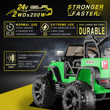 2-Seater Electric Ride On Jeep for Kids with 3 Speeds, MP3 Player, Remote Control, and LED Lights - 24V MAX Power