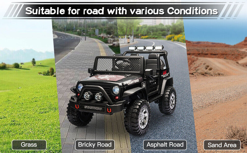 2-Seater Electric Ride On Jeep Toy with USB, Bluetooth, and Remote Control for Kids (12V)