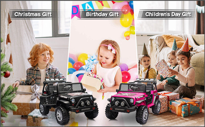 2-Seater Electric Ride On Jeep Toy with USB, Bluetooth, and Remote Control for Kids (12V)