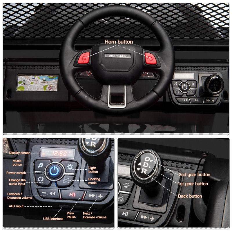 2-Seater Electric Ride On Jeep Toy with USB, Bluetooth, and Remote Control for Kids (12V)