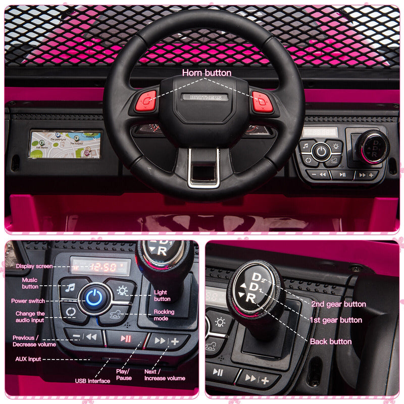 2-Seater Electric Toy Jeep for Kids with Remote Control, USB and Bluetooth Connectivity