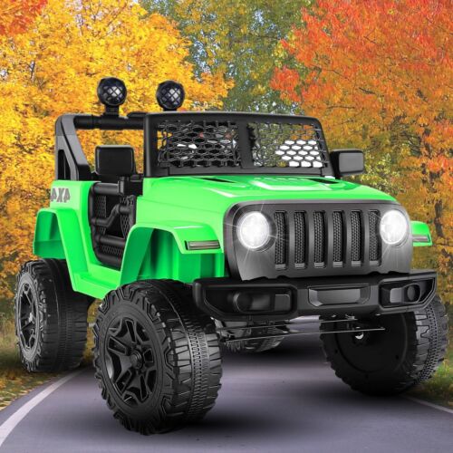 2-Seater Electric Ride-On Jeep Truck for Kids with RC, MP3, and LED Lights - 12V Battery Powered