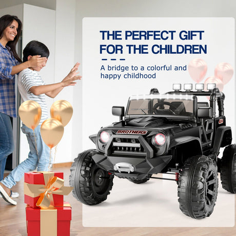 2-Seater Electric Ride On Jeep with 3 Speeds, MP3 Player, Remote Control, and LED Lights - Perfect for Kids!